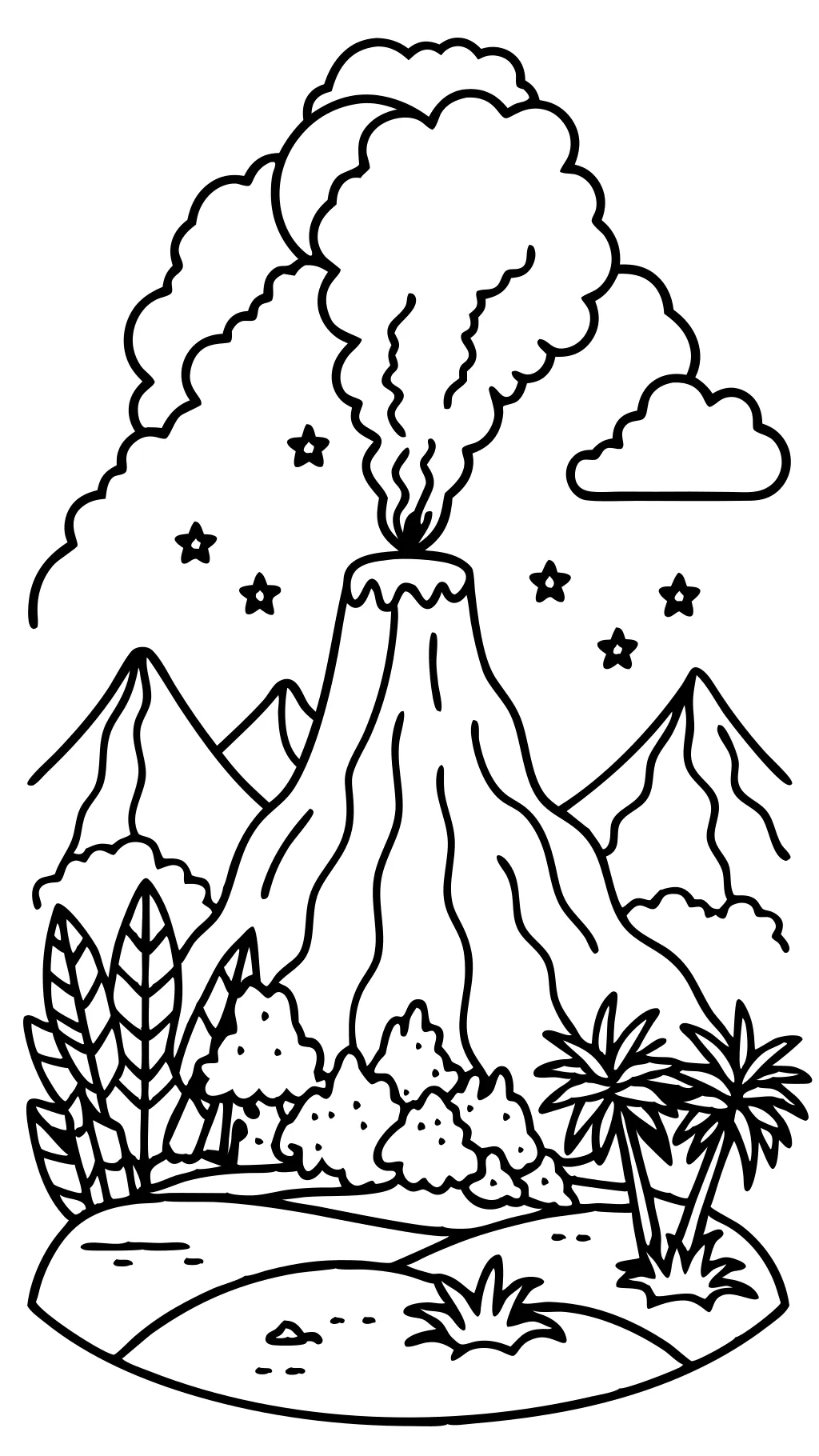 Página para colorear del volcán